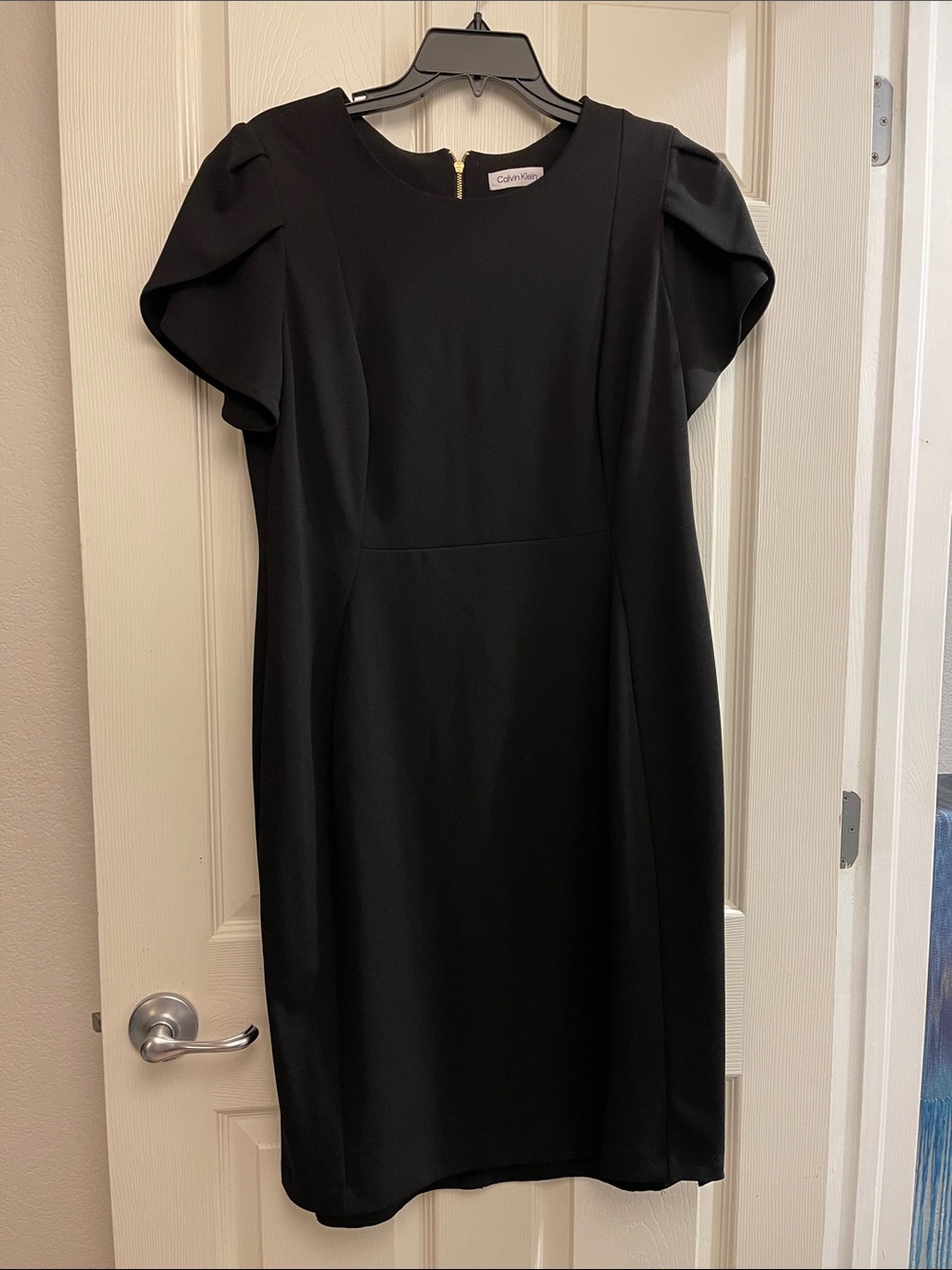 Calvin Klein Black Puff-Sleeve Midi Dress